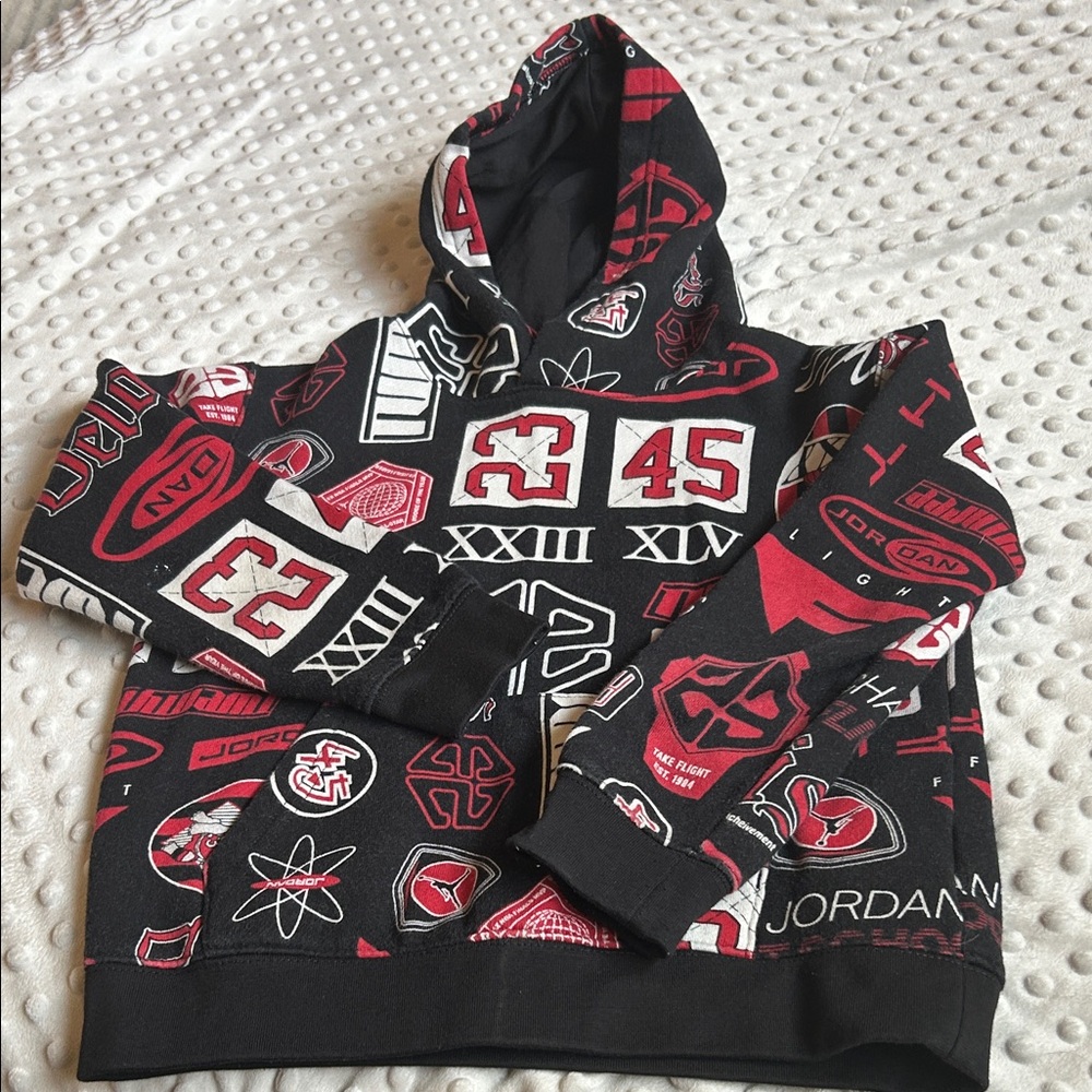 Jordan Kids Hoodie - Black, Red, and White